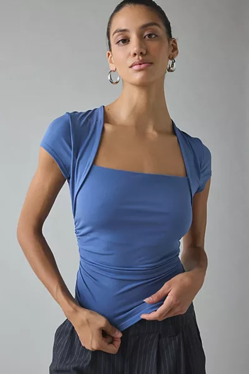 UO Claire Cropped Cap Sleeve Shrug Top