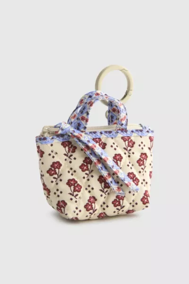 Vera Bradley Quilted Cotton Mini Tote Bag Keychain