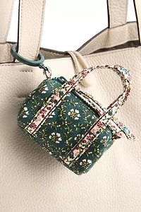 Vera Bradley Quilted Cotton Mini Duffel Bag Keychain