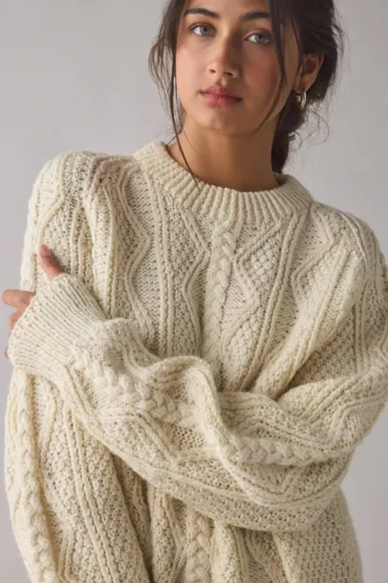 Vintage By UO Chunky Knit Fisherman Sweater