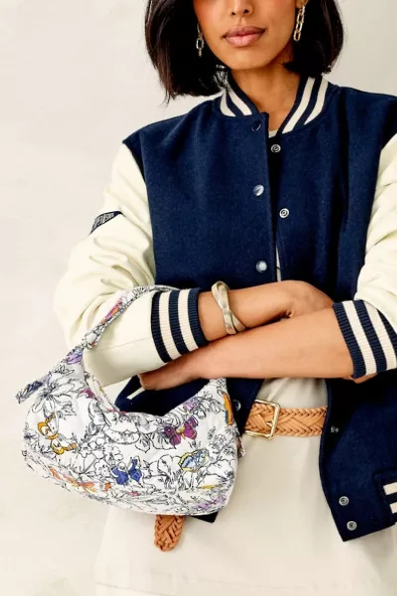 Vera Bradley Quilted Cotton Roxbury Crescent Bag