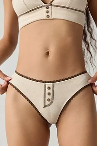 Out From Under Josie Waffle Knit Henley Bikini Undie