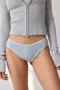 Out From Under Josie Waffle Knit Henley Bikini Undie