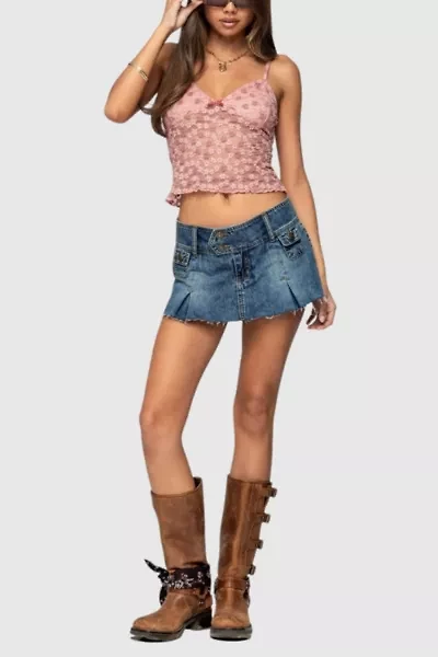 Edikted Floral Textured Lace Tank Top