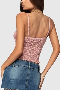 Edikted Floral Textured Lace Tank Top