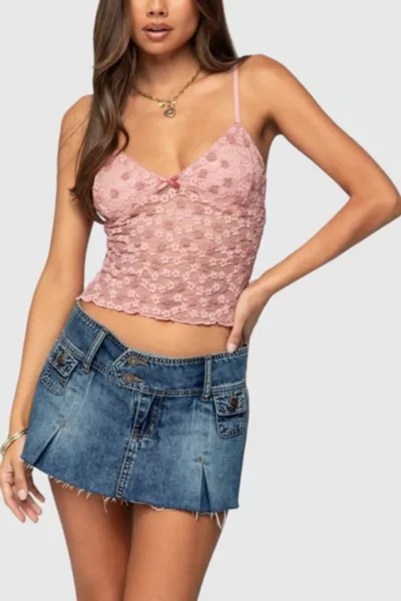Edikted Floral Textured Lace Tank Top