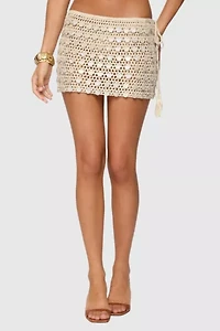 Edikted Alora Iridescent Crochet Mini Skirt