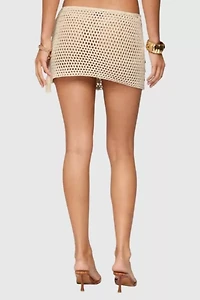 Edikted Alora Iridescent Crochet Mini Skirt