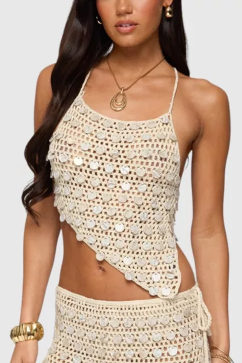 Edikted Alora Iridescent Crochet Top