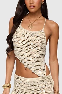 Edikted Alora Iridescent Crochet Top