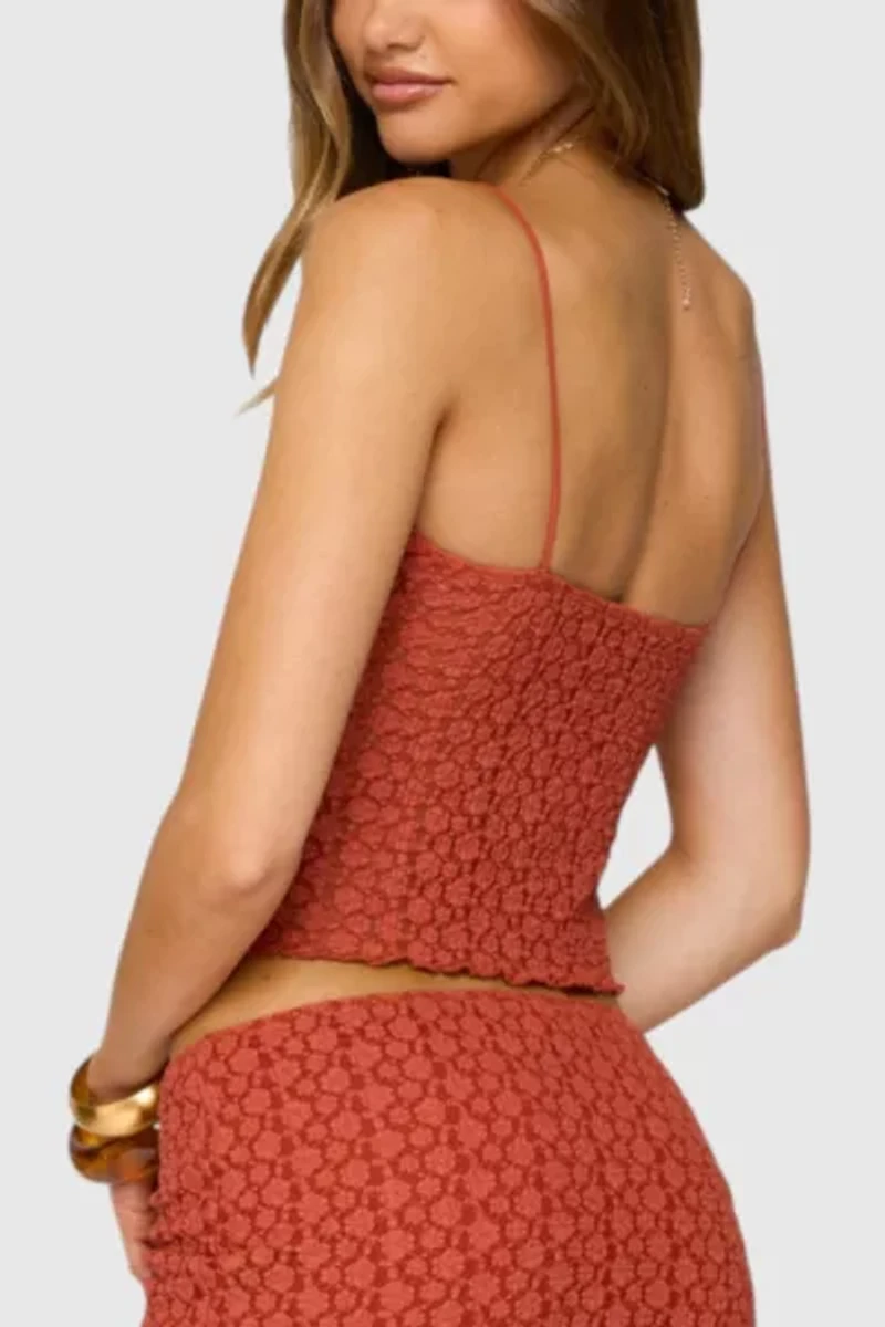 Edikted Josephina Textured Floral Tank Top