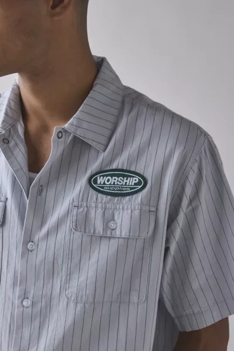 WORSHIP SUPPLIES Stripe Short Sleeve Shirt