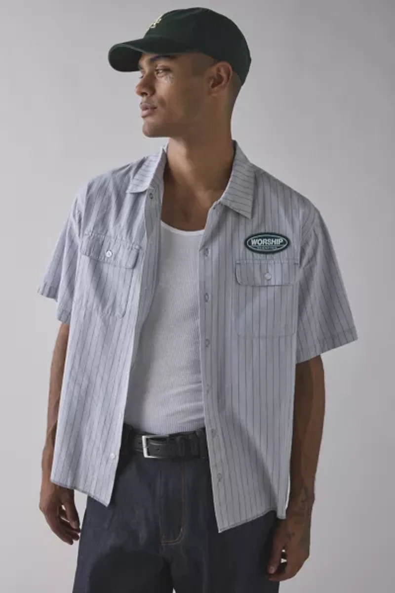 WORSHIP SUPPLIES Stripe Short Sleeve Shirt