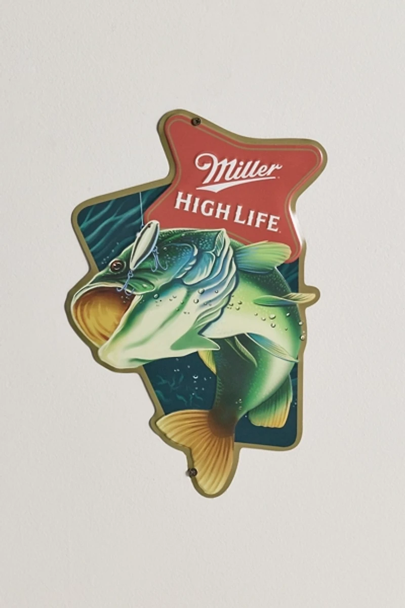Miller High Life Open Mouth Bass Metal Wall Sign