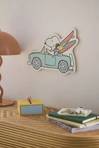 Peanuts Snoopy In The Car Wood Wall Sign