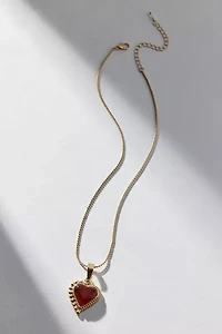 Amber Heart Pendant Necklace
