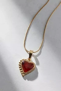 Amber Heart Pendant Necklace