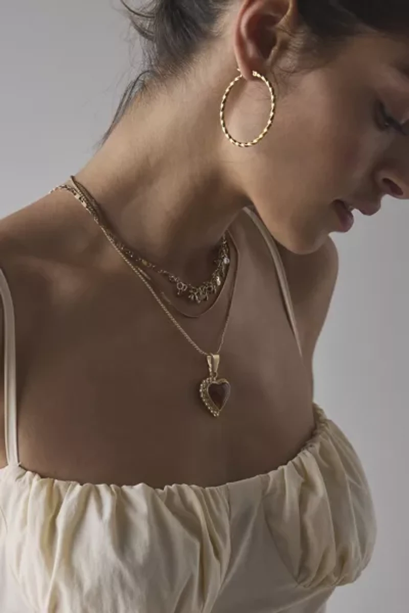 Amber Heart Pendant Necklace