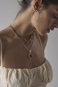 Amber Heart Pendant Necklace