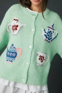 BDG Becca Tea Time Brushed Knit Oversized Cardigan
