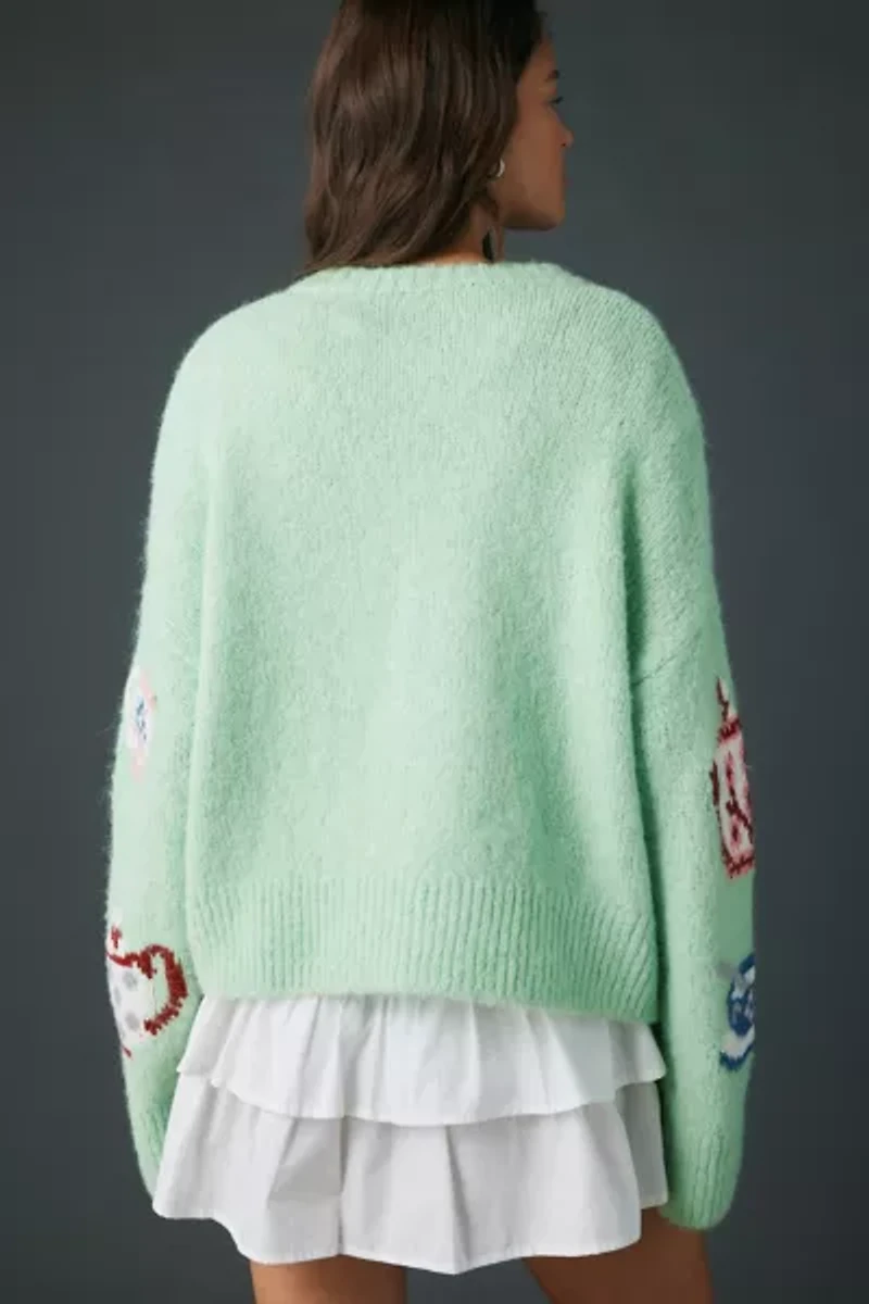 BDG Becca Tea Time Brushed Knit Oversized Cardigan