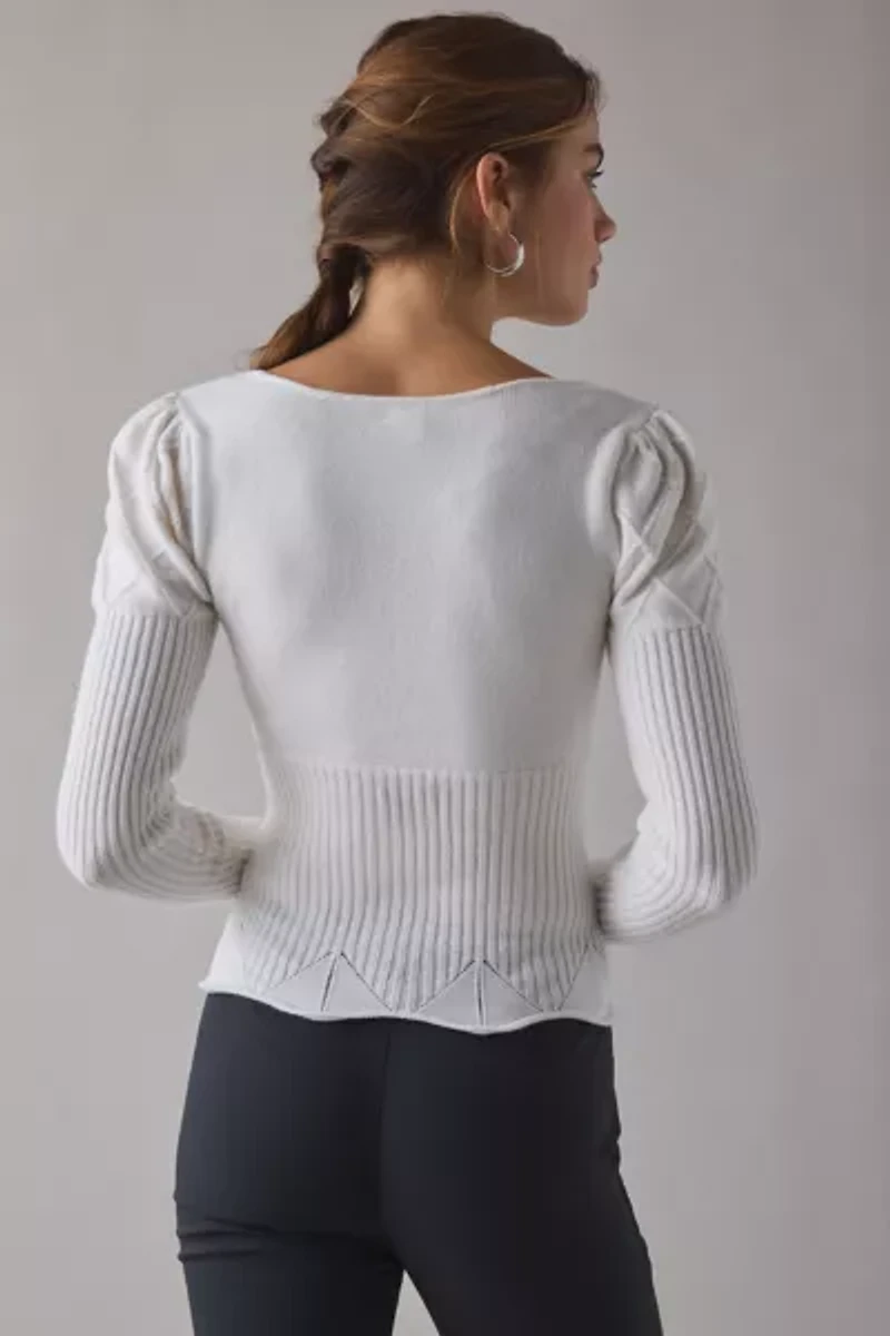 Kimchi Blue Joanie Square Neck Puff Sleeve Cropped Sweater