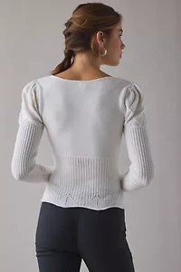 Kimchi Blue Joanie Square Neck Puff Sleeve Cropped Sweater