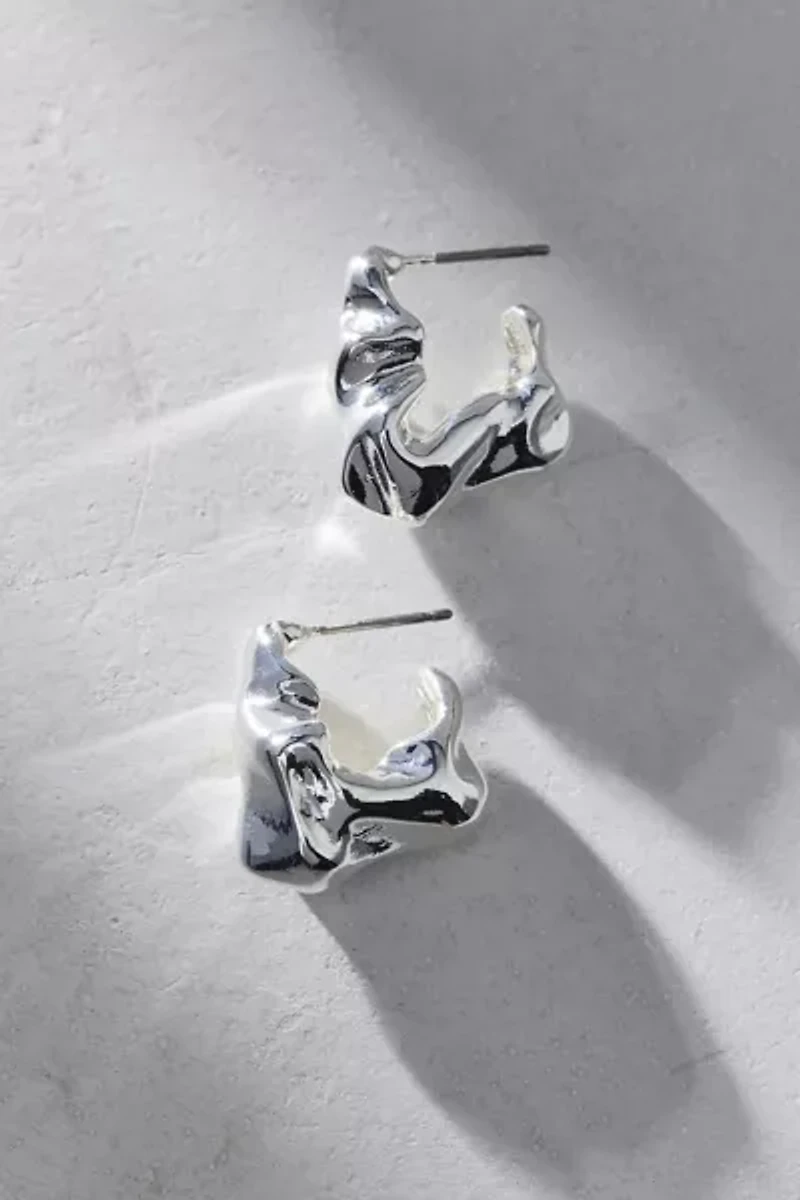 Molten Metal Huggie Hoop Earring