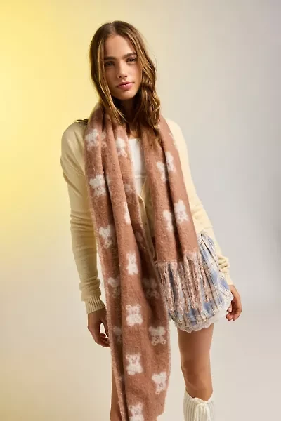 Teddy Pattern Woven Scarf