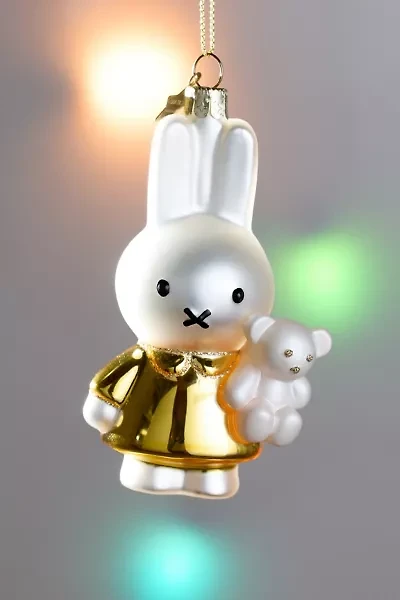 Vondels Miffy Gold Bear Glass Ornament