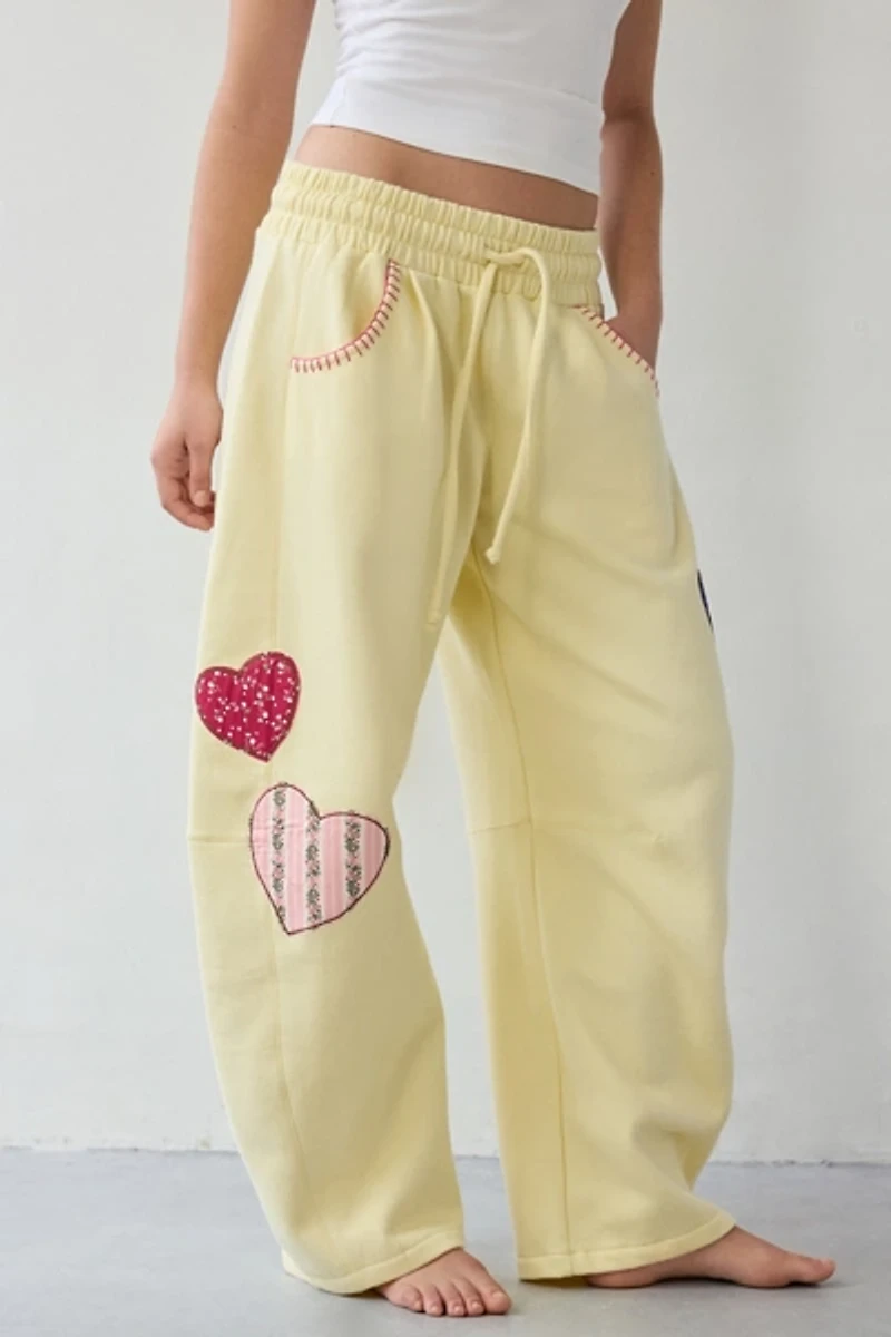 Out From Under Essential Patched Graphic Barrel Leg Full Length Sweatpant