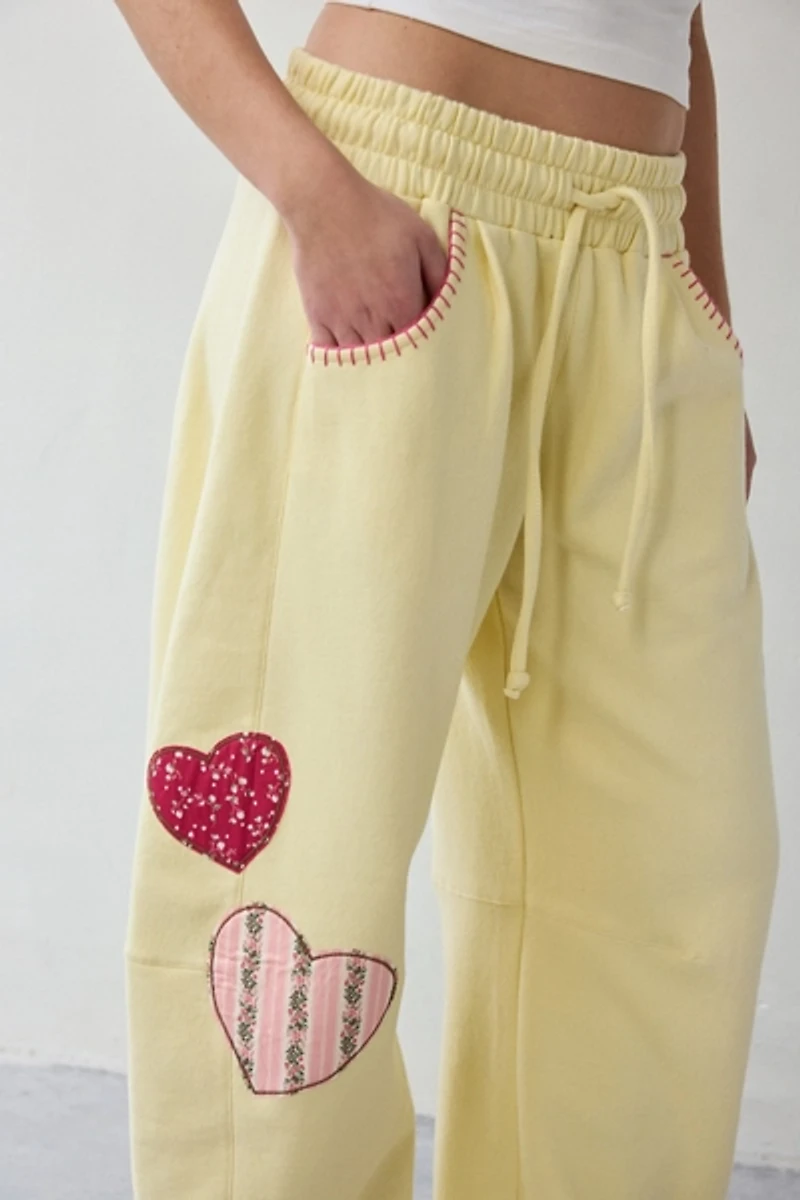 Out From Under Essential Patched Graphic Barrel Leg Full Length Sweatpant