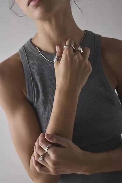 Stars Are Blind Pearl Silver Ring Set