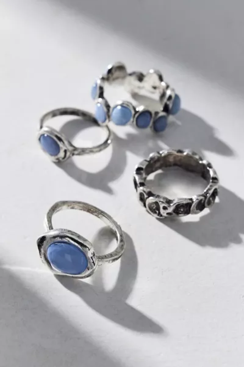 Stone Inset Boho Rings Set