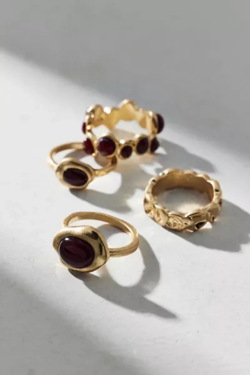 Stone Inset Boho Ring Set