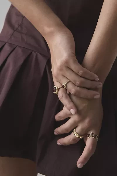 Stone Inset Boho Ring Set