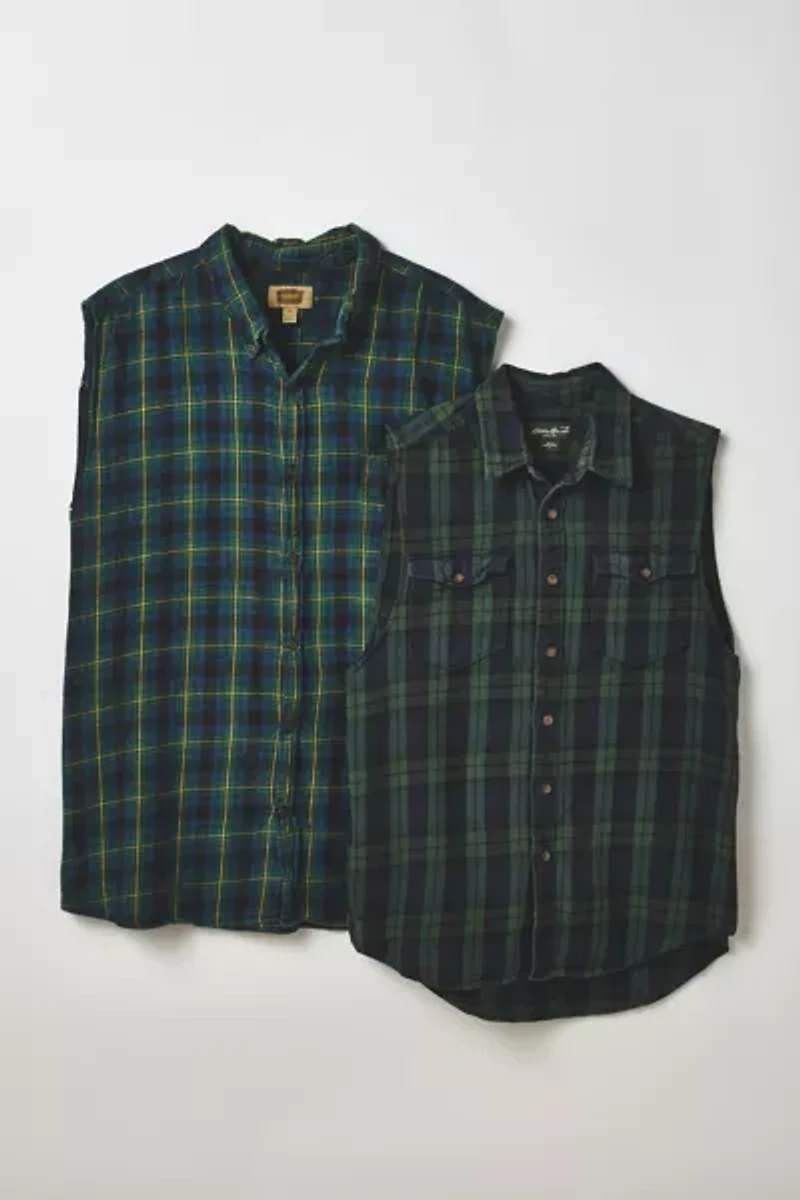 ReMADE By UO Sleeveless Flannel Shirt