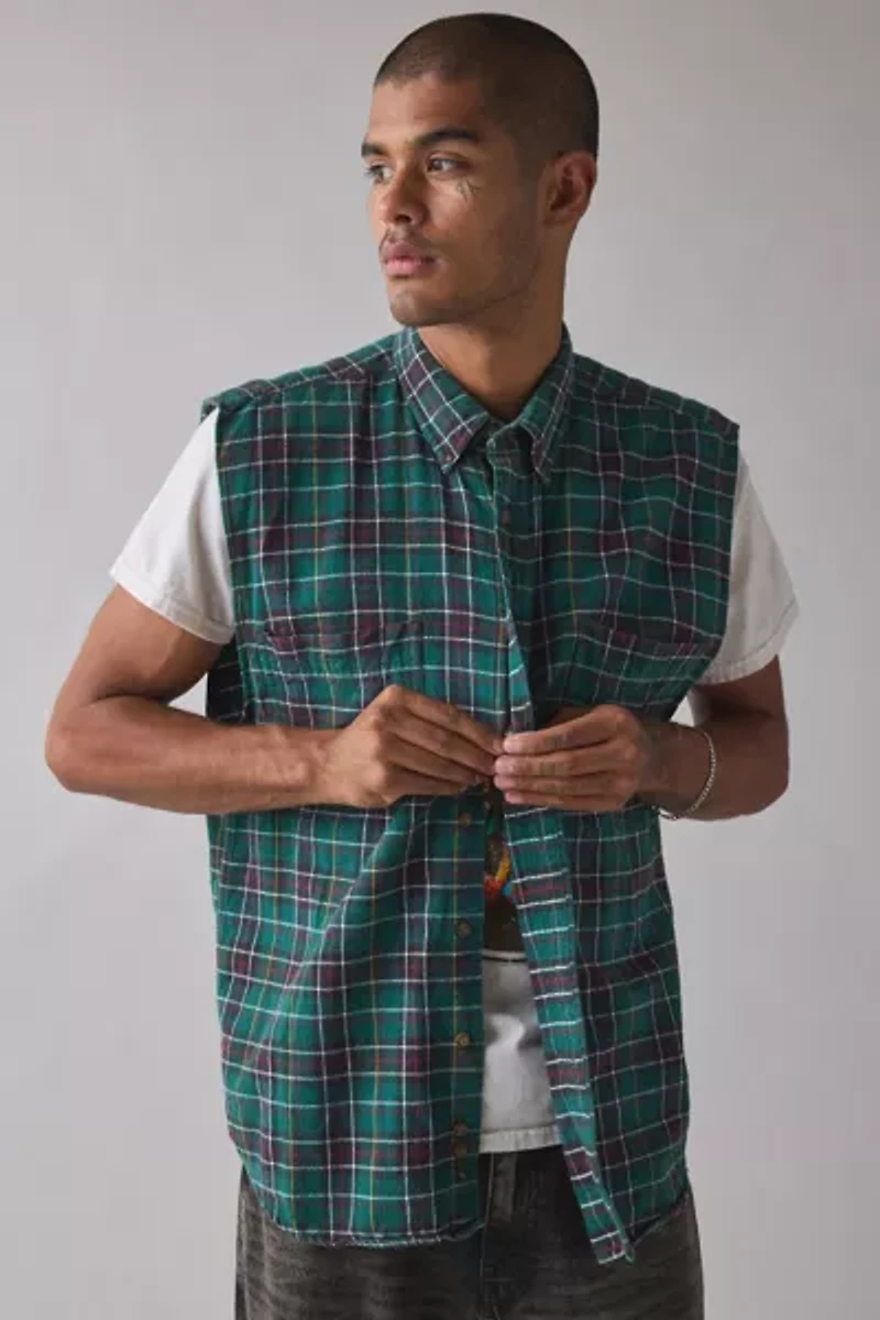 ReMADE By UO Sleeveless Flannel Shirt