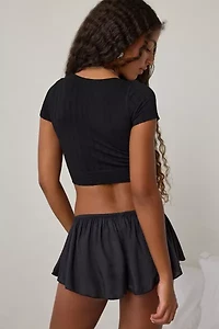 Out From Under Thalia Seamless Knit Lace Trim Crop Tee