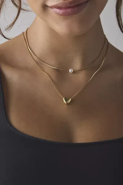 Edie Heart Charm Delicate Layering Necklace Set