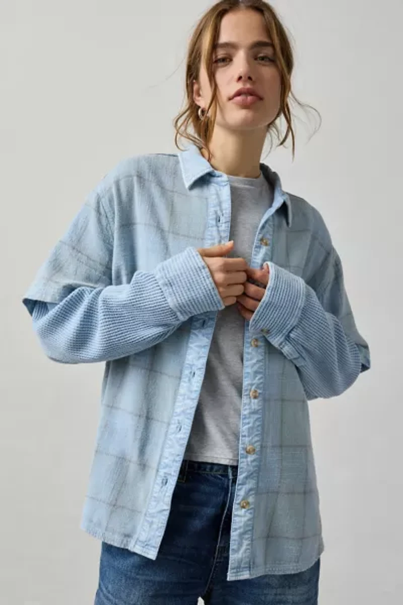 BDG All Around Layered Twofer Oversized Flannel Shirt