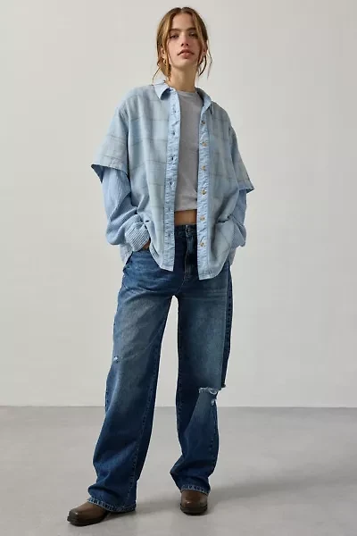 BDG All Around Layered Twofer Oversized Flannel Shirt