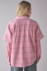 BDG All Around Layered Twofer Oversized Flannel Shirt