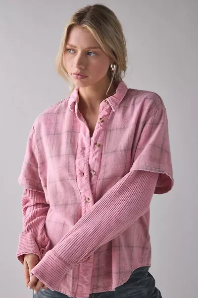 BDG All Around Layered Twofer Oversized Flannel Shirt