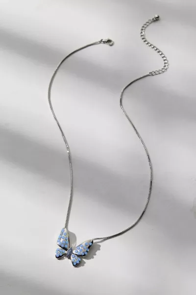 Marisol Gem-Inset Butterfly Pendant Necklace