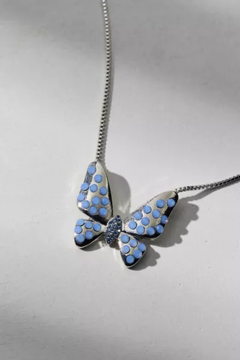 Marisol Gem-Inset Butterfly Pendant Necklace