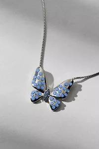 Marisol Gem-Inset Butterfly Pendant Necklace