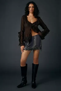 Kimchi Blue Weight Of Gold Beaded Fringe Mini Skirt