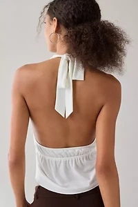 UO Ivy Plunging Ruched Jersey Knit Halter Top