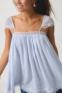 Kimchi Blue Sabrina Semi-Sheer Chiffon Babydoll Tunic Top